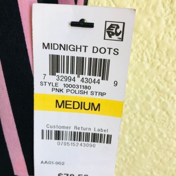 NWT BAR III Women Pink/Black V Neck Fit and Flare Stripe Dress Medium - Picture 7 of 8